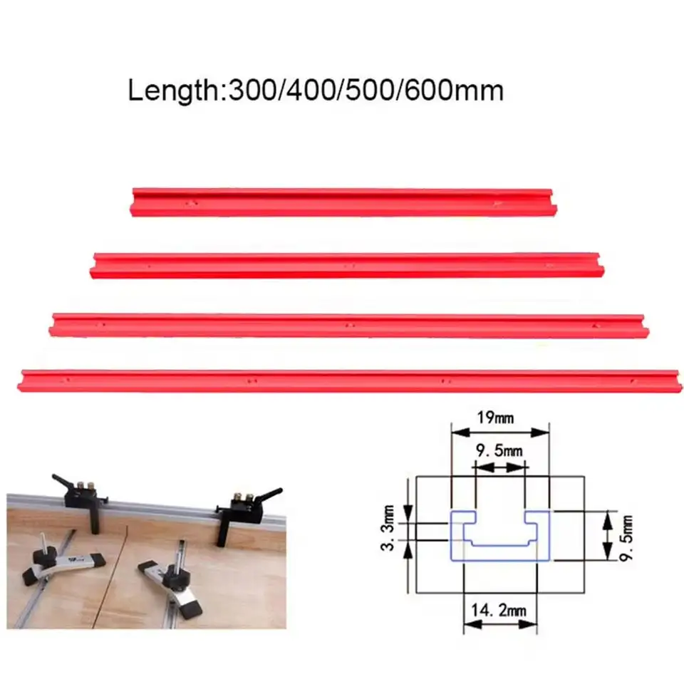 1Pcs Slide Guide Rail T-Track Aluminium Alloy 300-600mm T-Slot Track T Slider Fixture Slot Slide 19 Type 19x9.5mm image 6