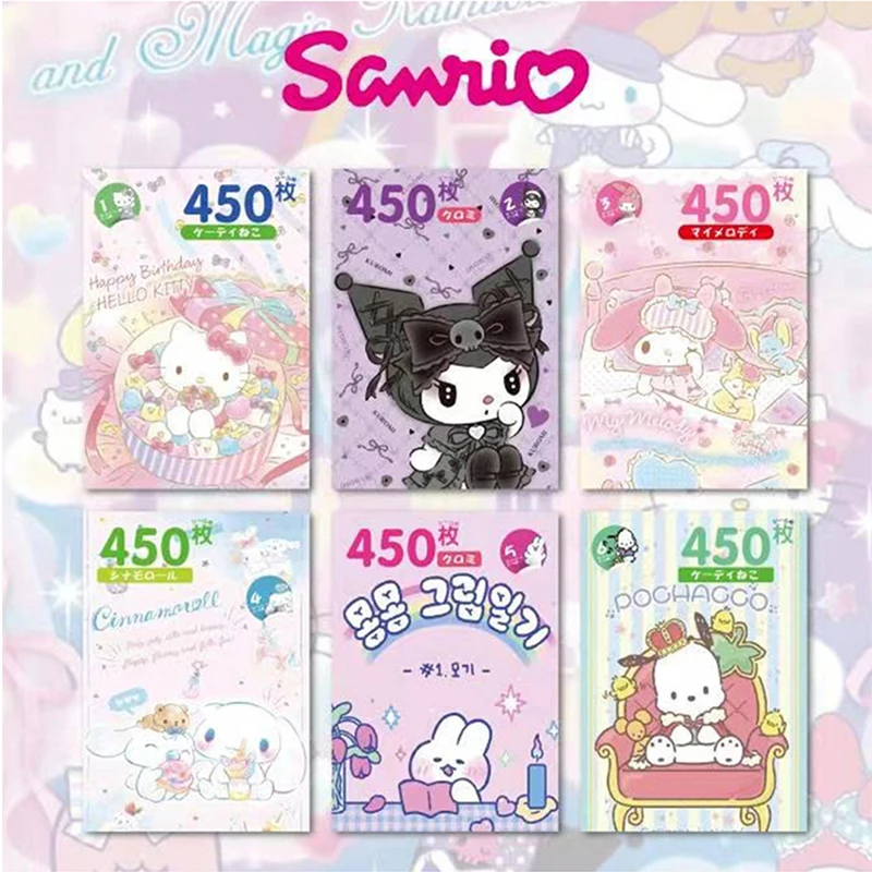 450Pcs Sanrio Kuromi Hello Kitty Sticker Book Melody Goo Card Cartoon  Kawaii Sticker Hand Account Decoration For Girls Gift - AliExpress