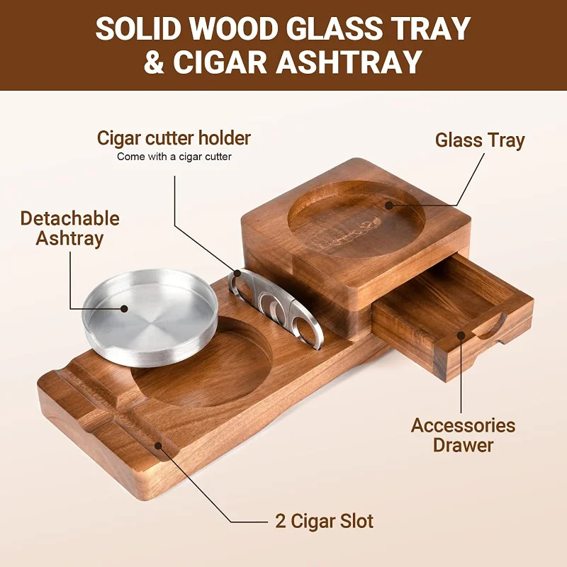 Cigarettes ashtray wood ashtray wooden cigar ashtray beverage solid wood coaster whiskey tray cigar holder box