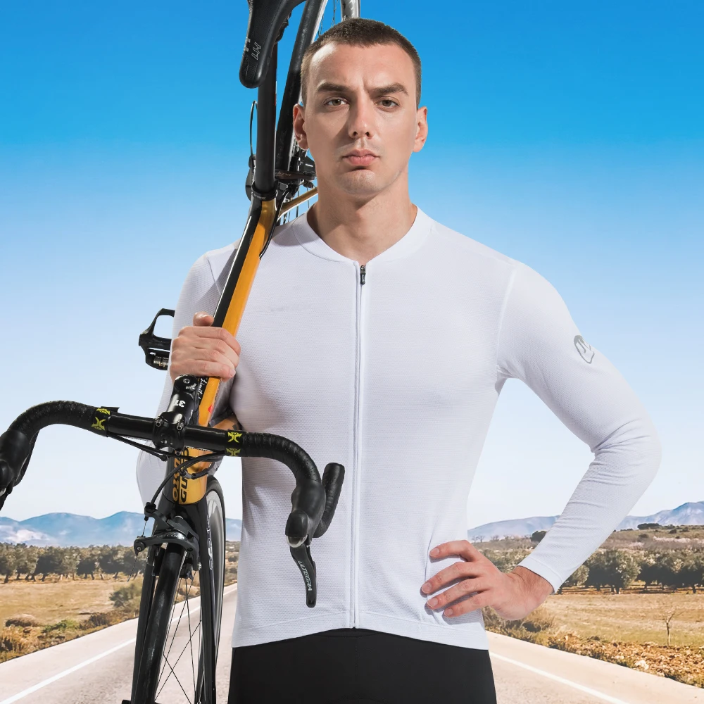 

Santic Men's Cycling Jersey Long Sleeve MTB Biking Shirts Breathable Reflective Lightweight Bicycle Sports Clothing Asian Size