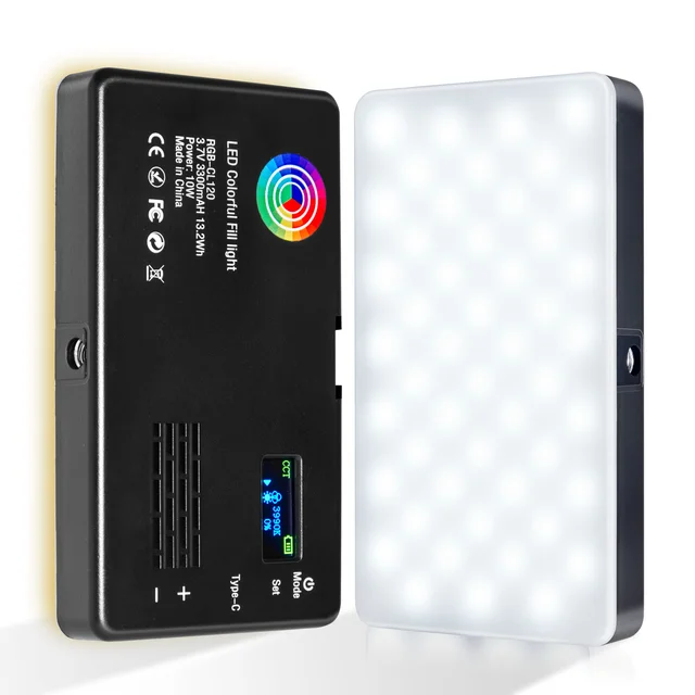 RGB LED Camera Light Full Color Output Video Lamp Kit Dimmable 2500K-8500K Bi-Color Panel Light CRI 95+ 1