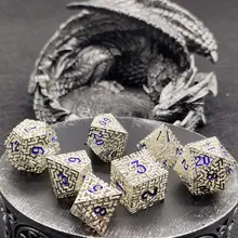  D&D Hollow Metal Dice New Flying Dragon D&D Dice 7 PCs DND Dice Polyhedral Dice Set for Role Playing Game MTG Pathfinder TRPG 