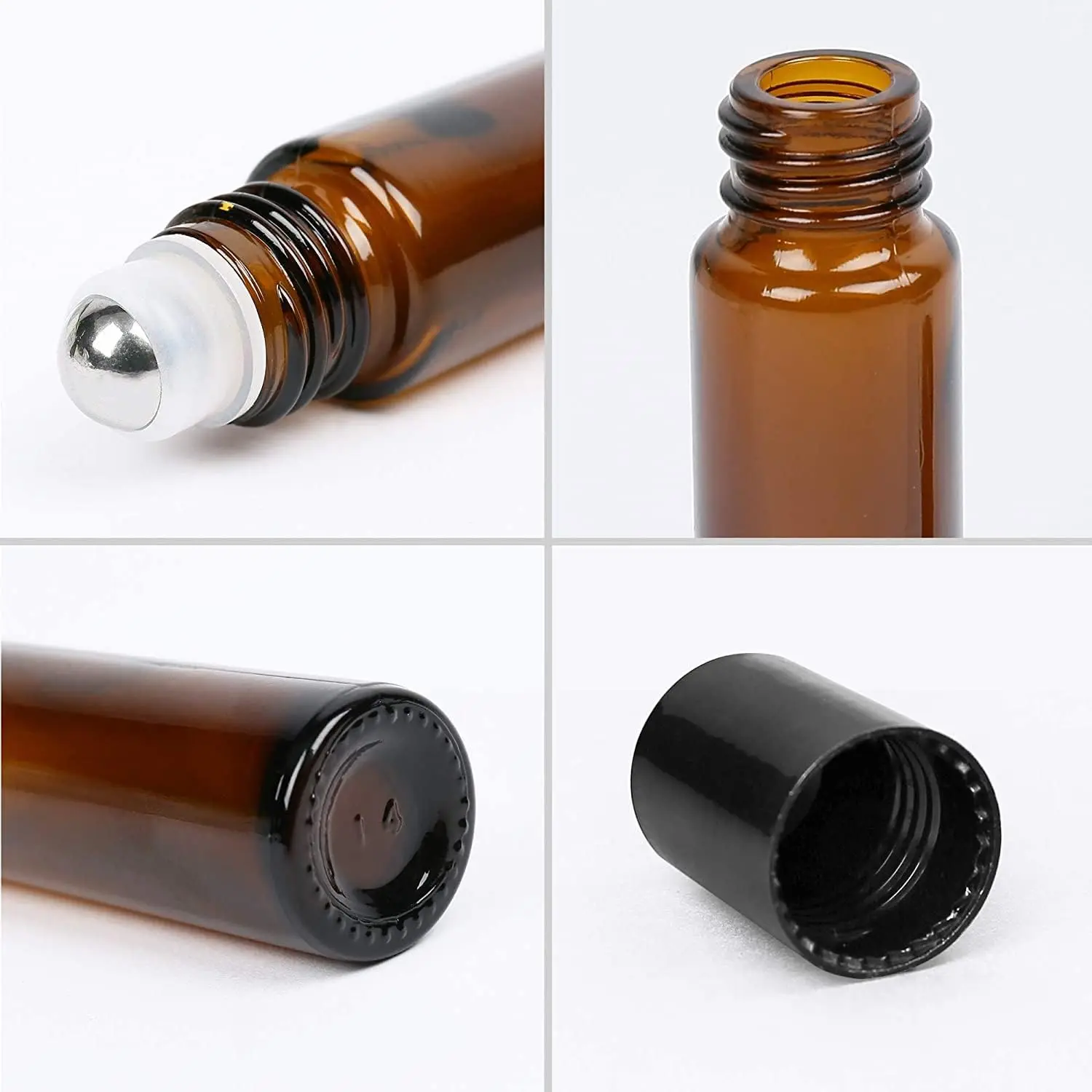 5PC 1/2/3/5/10ML  Empty Amber Roll on Glass Bottles Pulse Essential Oil Roller Ball Makeup Tools Refillable Liquid Container