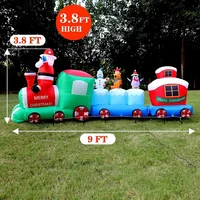 Christmas Inflatable Train with Colorful Lights Santa Claus Penguin Elk Outdoor Decoration for Holiday Lawn Garden Party Decor 2