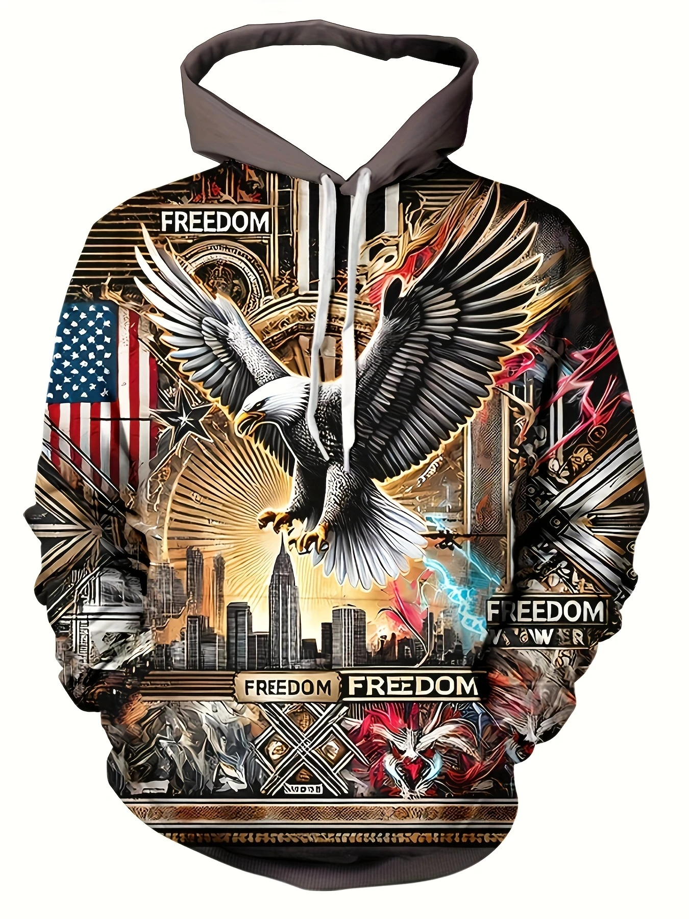 2025 موضة كول النسر الرجال هوديي ثلاثية الأبعاد أغطية رأس مطبوعة طبعة الاتجاه النسر الأمريكي الرجال ملابس رياضية الاطفال عادية للجنسين البلوز