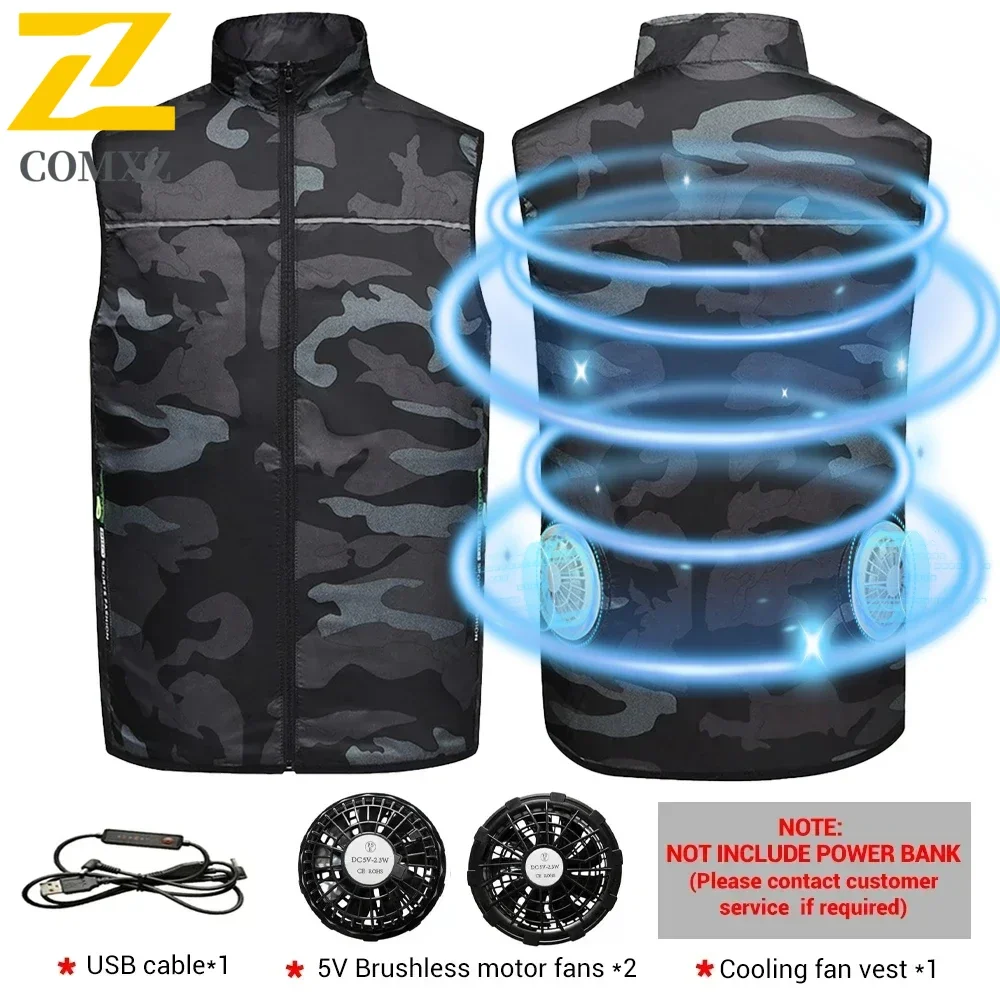 Veste rafraîchissante homme rechargeable USB pour pêche, camping et travail en été