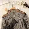 Lace Sheer Women‘s T-Shirt Fashion Mesh Summer Thin Bottom Shirt Transparent Long Sleeve Blouses Ladies Tops High Neck Tee Soli