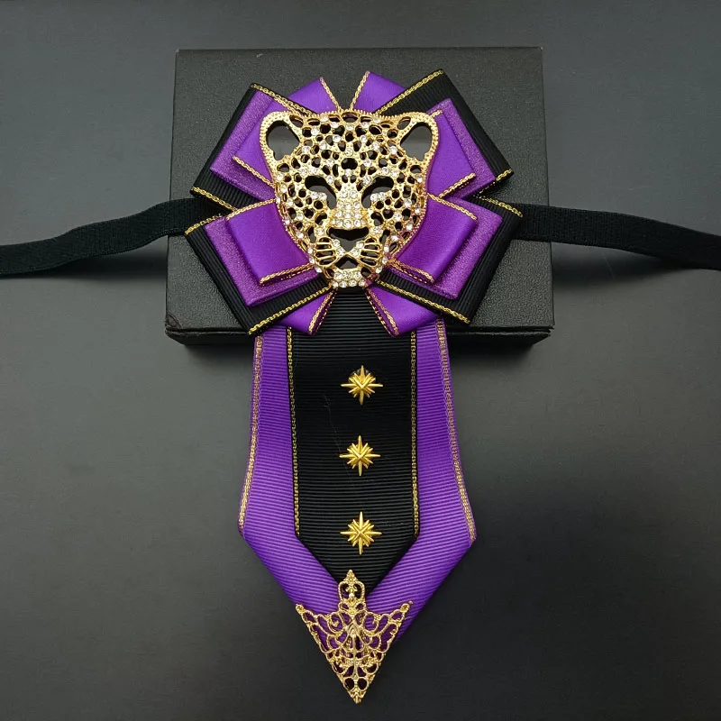 Herren Fliegen Original Devise Handgefertigter Schmuck Persönlichkeit Domineering Crystal Leopard Head Business Anzüge Hemdkragen Blumen – Detail 2