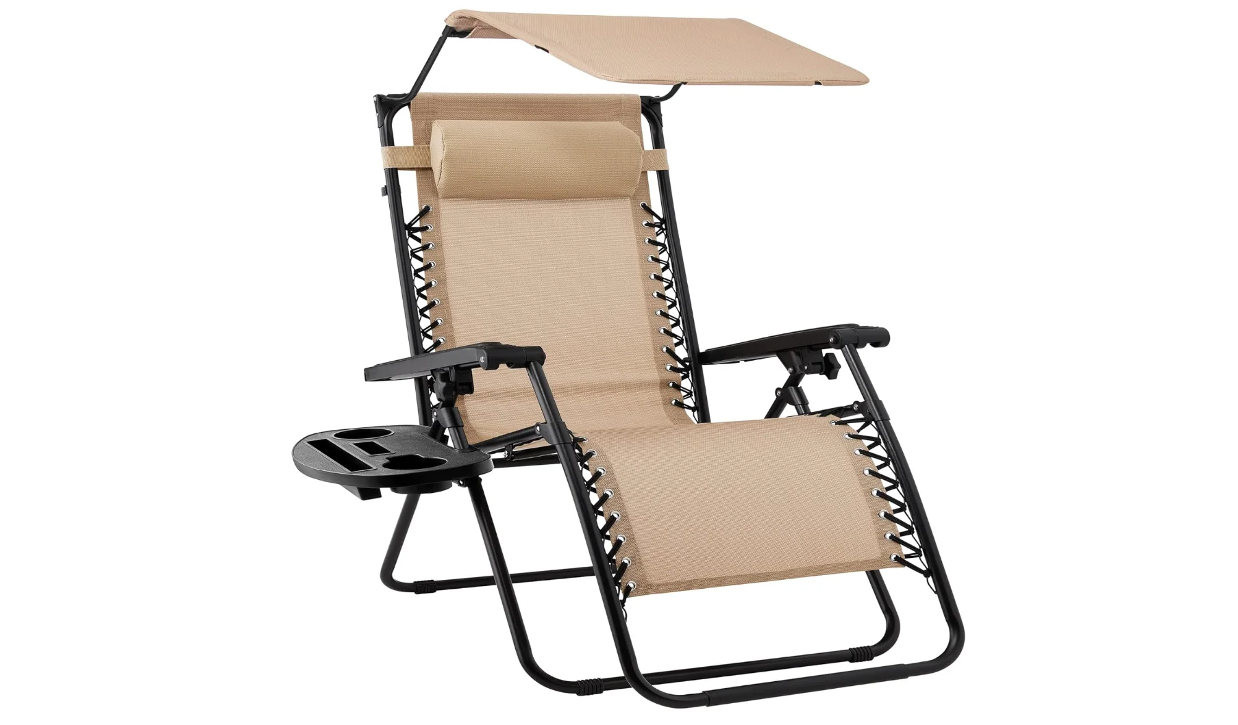 Best Choice Products Folding Zero Gravity Outdoor Recliner Patio Lounge Chair w/Adjustable Canopy Shade, Headrest, Side Accessor