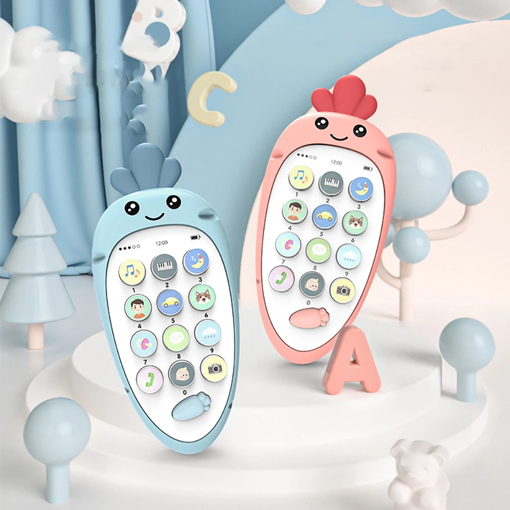 

Baby Simulation Mobile Phone Toy Bitable Carrot-shape Fake Phone With Music Educational Toys Gifts For Boys Girls