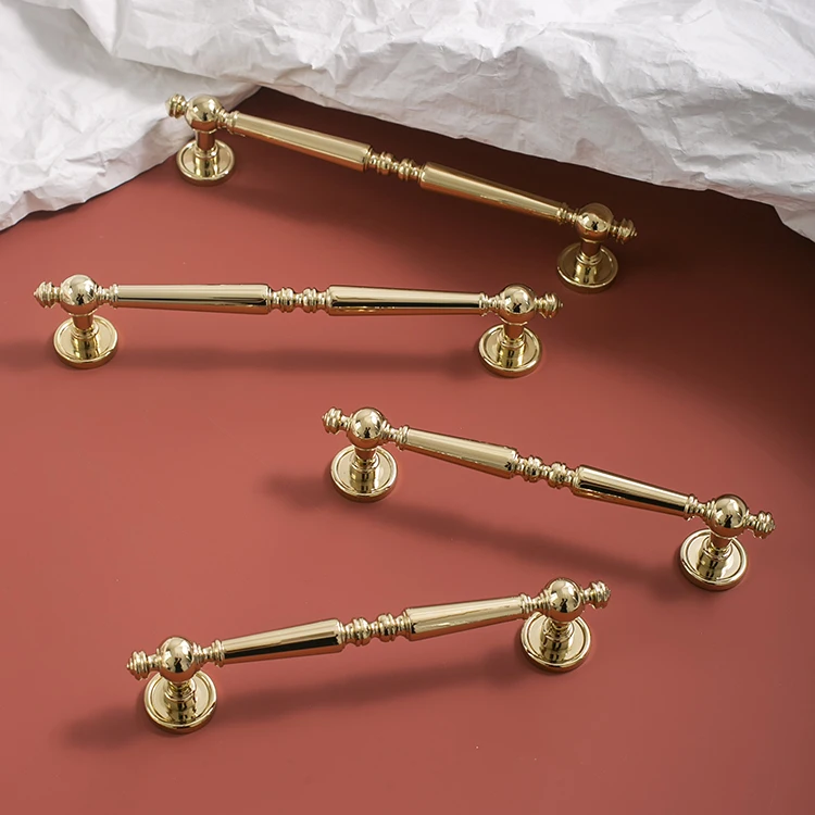 Bright Gold Solid Brass Cabinet Handle, botões