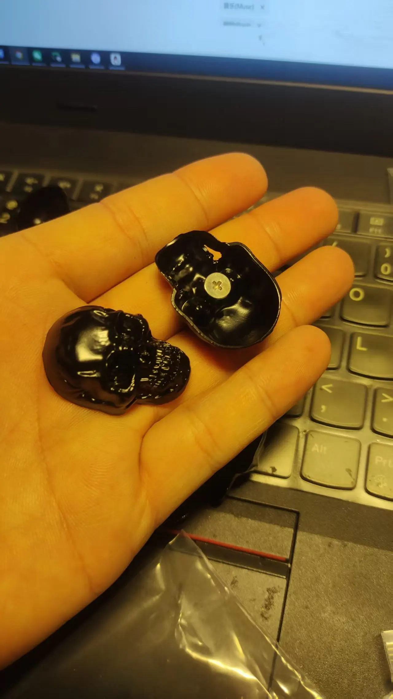 Custom order for 200 black skull screw rivets