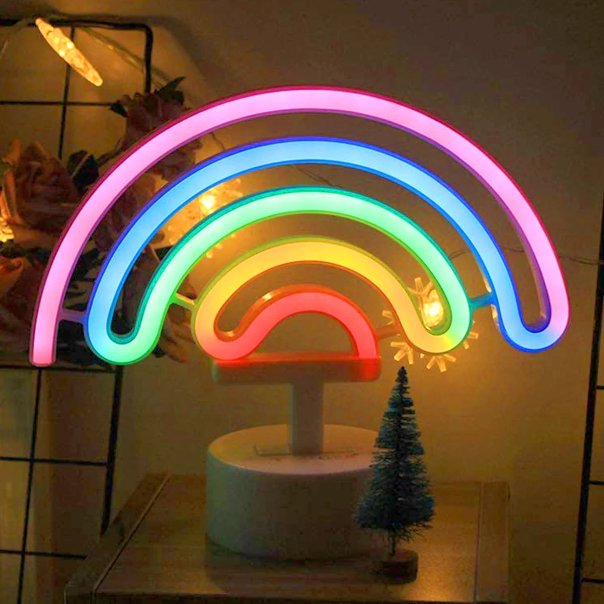 Luce LED Neon Forever Light: Decorazione Murale Arcobaleno Multicolore Con Alimentazione USB O A Batteria. Perfetta Come Luce Notturna O Per Feste