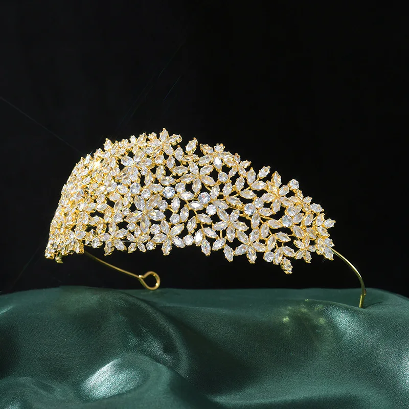 New Bride Tiara Crystal Headdress Wedding Hair Accessories Full Zircon Crowns Headband Wedding Jewelry Crowns For Women