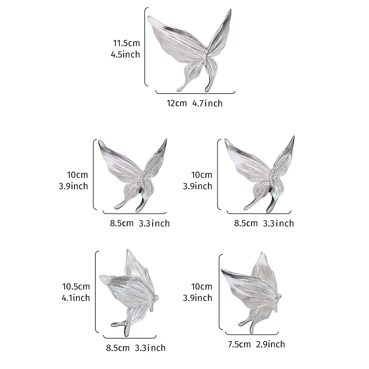 5 pieces, creative resin material handcrafted butterfly set for home decoration wall hanging