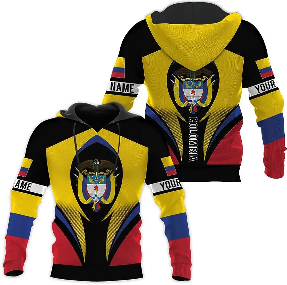 

customize Name Colombian Flag Badge 3D Hoodie Men's Women's Casual Sweatshirt Spring zipper Hoodie Fashion Harajuku Sweatshirt