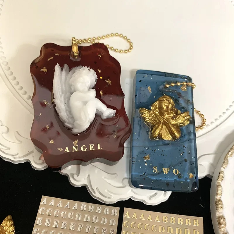 2 Stücke Metall 26 Mini Alphabet Dekor Aufkleber Gold Silber Epoxidharz Füllstoff Für DIY Silikon Formen Handwerk Machen Füllungen – Detail 2