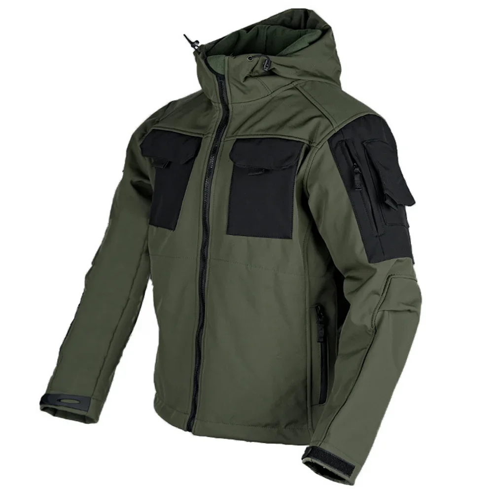 

Winter Tactical Softshell Mens Fleece Jacket Waterproof Windproof Work Black Coats Hunt Hiking Camping Windbreaker Clothing