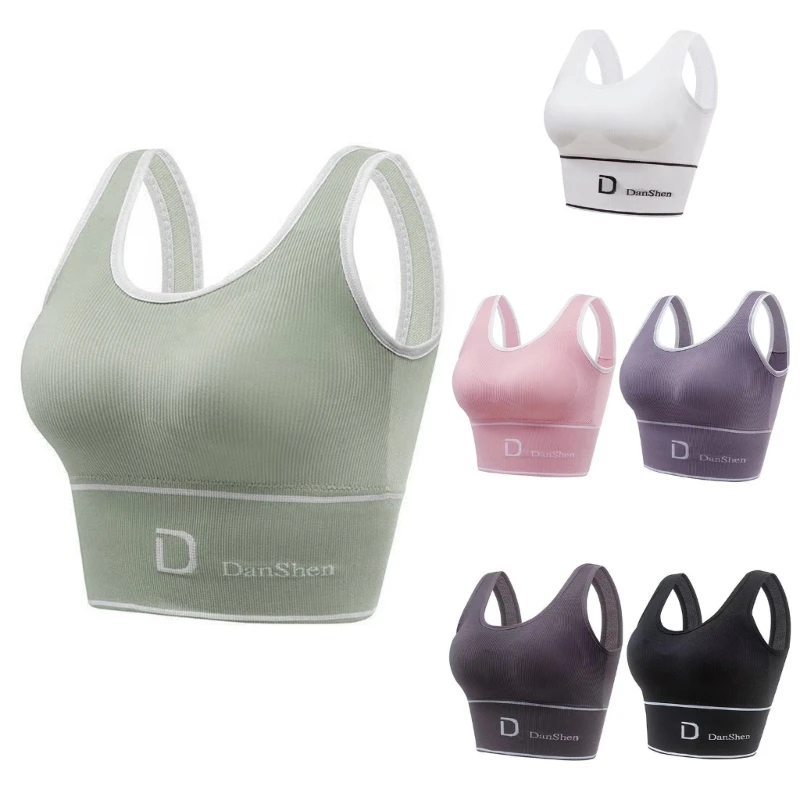 F1FD Sport BH voor Dames Fitness Gym Vest Crop Top Gevoerd Schokbestendig Ademend Atletische Workout Running Yoga Tops Sportwear
