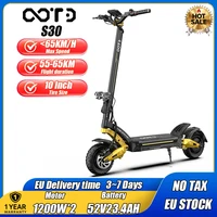 Trottinette électrique OOTD S30 : Moteur double 2400W de puissance de pointe, batterie lithium haute performance 52V23.4AH, compatible avec l'application mobile, pneus tout-terrain de 10 pouces, démarrage par NFC ou par mot de passe, autonomie maximale d'environ 60 km, vitesse maximale : 65 km/h, trottinette électrique pliable. 1