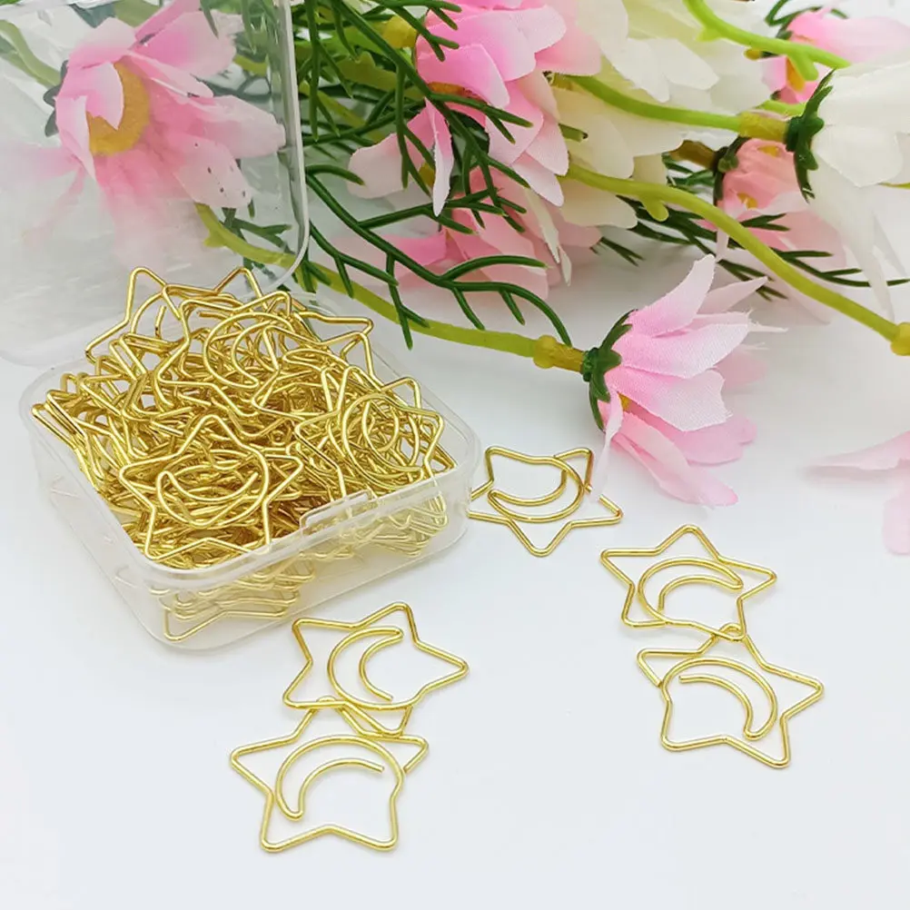 100Pcs 별 모양 금속 종이 클립 사무실 학교 문서 고정을위한 작은 공예 클립 절묘한 장식 문구 용품