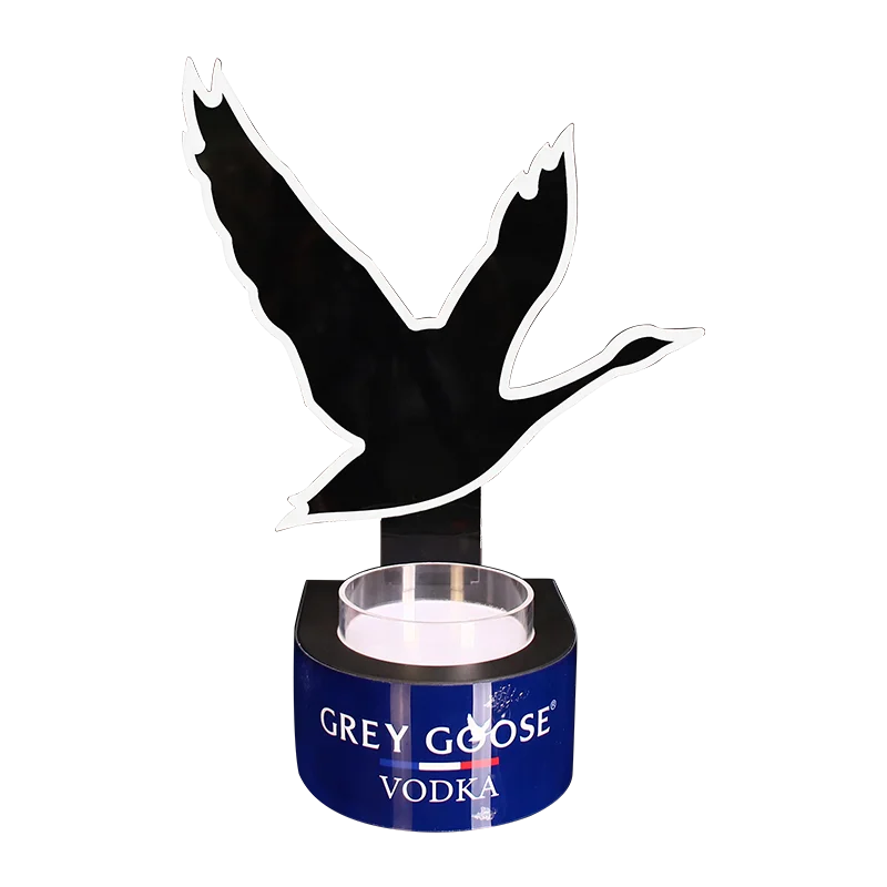 Customization Premium Grey Goose Vodka Presenter charging Led illuminated Acrylic Liquor Bottle Holder Display Stand Glorifier