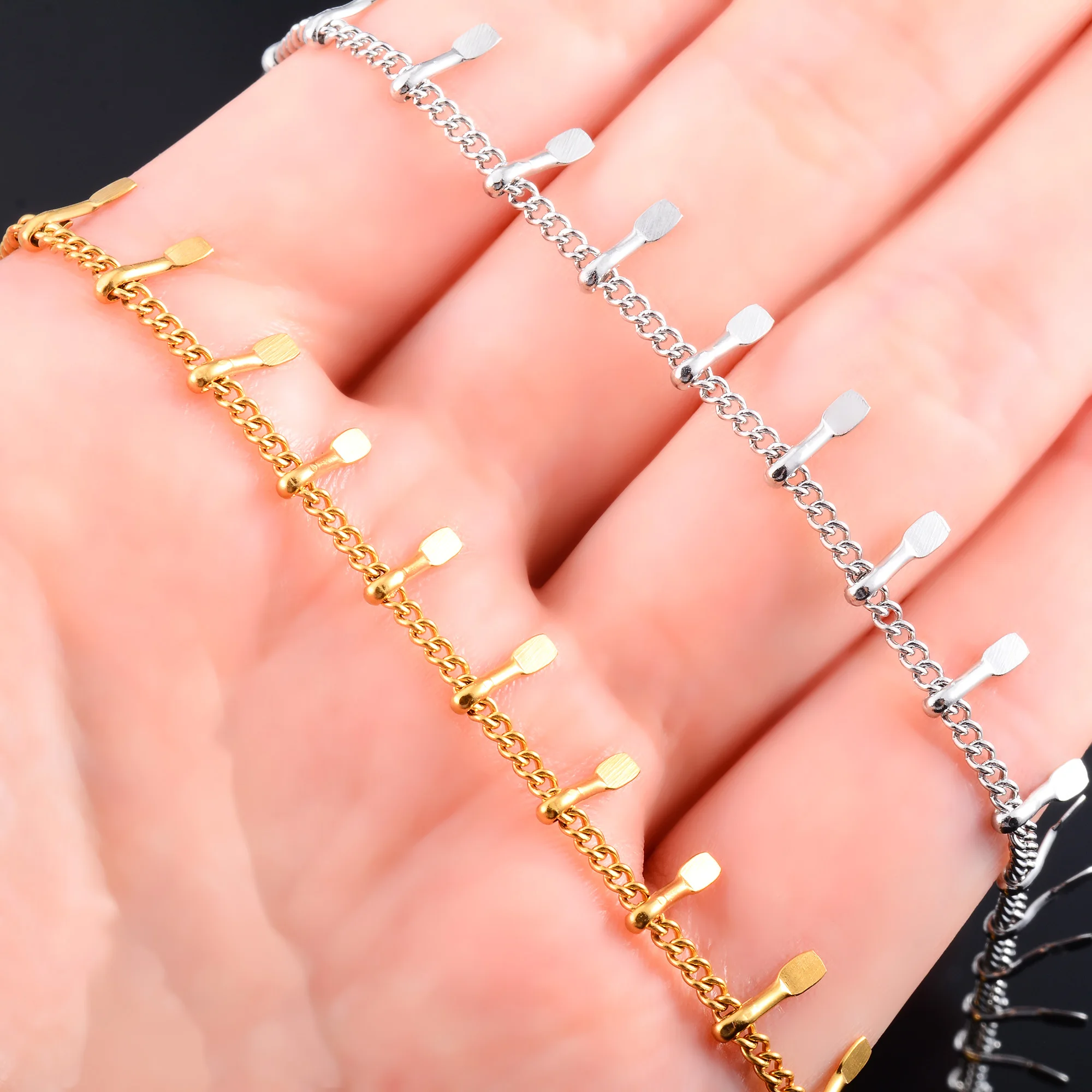Trendy Stainless Steel Link Chain Bracelet for Women Ladies Hand Bangle Girl Foot Ankle Anklet DIY Jewelry Making Accessories