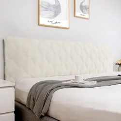 Luxury Velvet Quilted Headboard Cover - Super Soft & Smooth Dust Protector - W200 x H70cm (Beige)