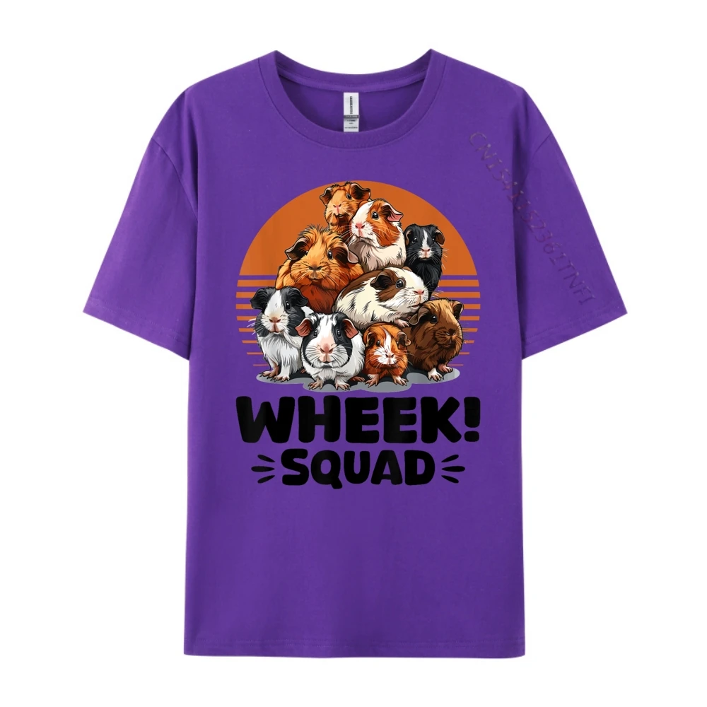 Guinea Pig Pet Rodent Animal T-shirts Casual Discount Round Neck Pure Cotton Tops & Tees Tee Shirt Gift Idea NEW YEAR DAY Guinea Pig Pet Rodent Animal Wheek Squad_B8062 purple