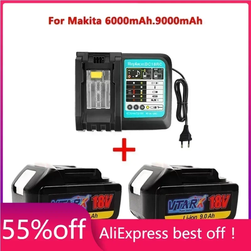 

WIth Charger BL1860 Rechargeable Battery 18 V 6-9mAh Lithium Ion for Makita 18v Battery 6ah BL1840 BL1850 BL1830 BL1860B LXT400