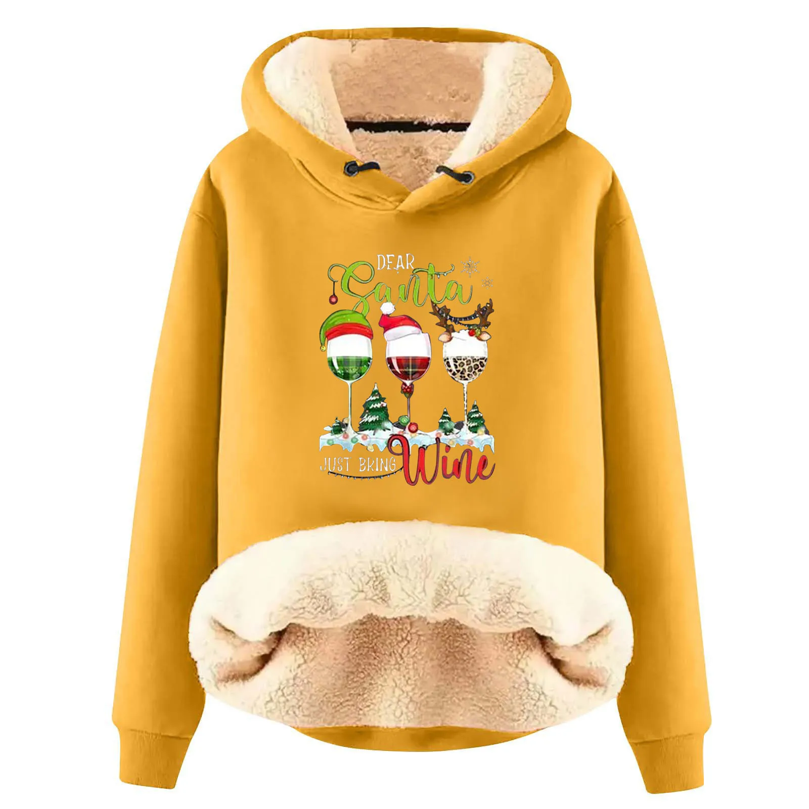 

Christmas Hoodie Women Fleece Lined Winter Casual Pullover Plain Hoodie Thermal Hoodie Oversized Sweatshirt Jumper ZCZFH01