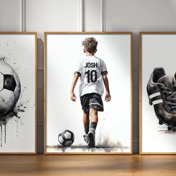 Affiche personnalisée imprimée sur toile de joueur de football, cadeau de football pour garçons et filles, murale décorative, chambre moderne, décor sans cadre 1