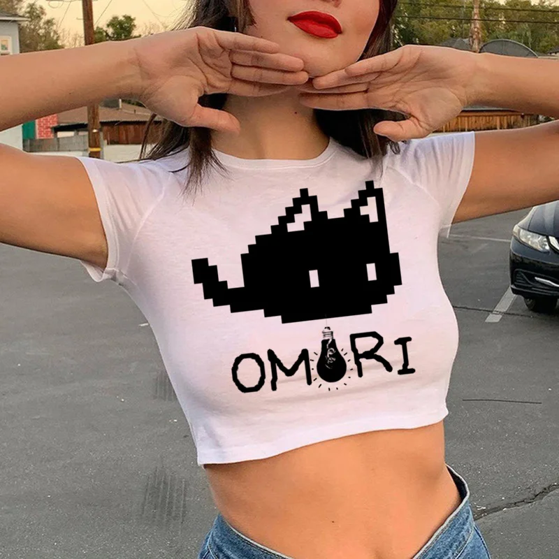 

Omori футболка одежда женская tumblr эстетический принт 2022 одежда короткий топ ulzzang