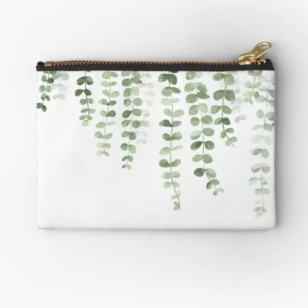 

Eucalyptus Watercolor Zipper Pouches Socks Men Key Women Storage Money Coin Pocket Cosmetic Bag Packaging Panties Wallet