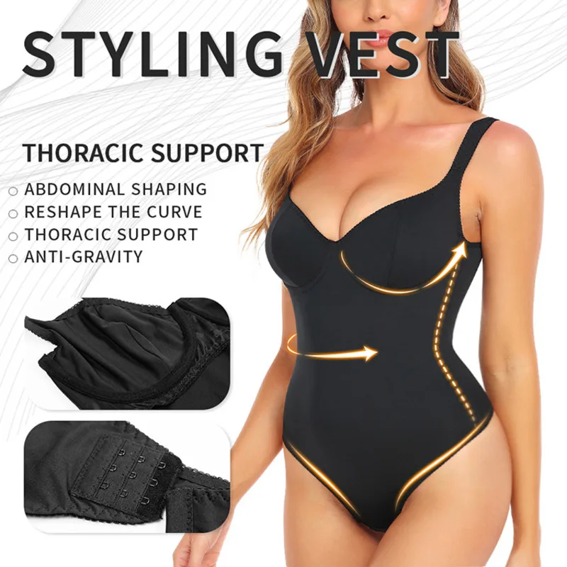 

Plus Size Women Full Body Shapewear Body Shaper Bodysuit Push Up Sexy Cups Bra Zipper Slim Tummy Slimming Underwear Vest Sheath