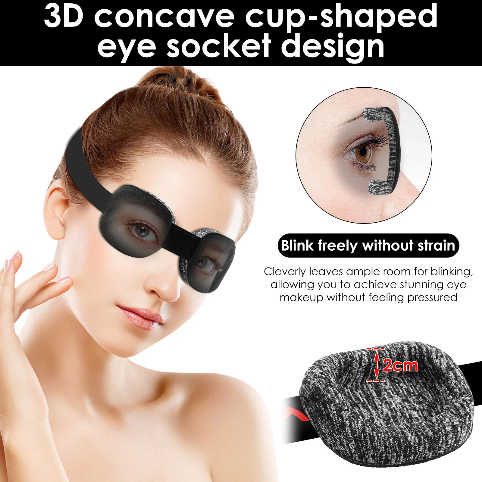 Polyester 3D Sleeping Mask for Travel and Night