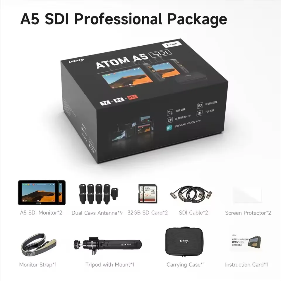 Vaxis Atom A5 SDI Wireless Monitor 5.5 inch Touchscreen Display RX & TX Mode Switching Trigger Control Portable Monitor