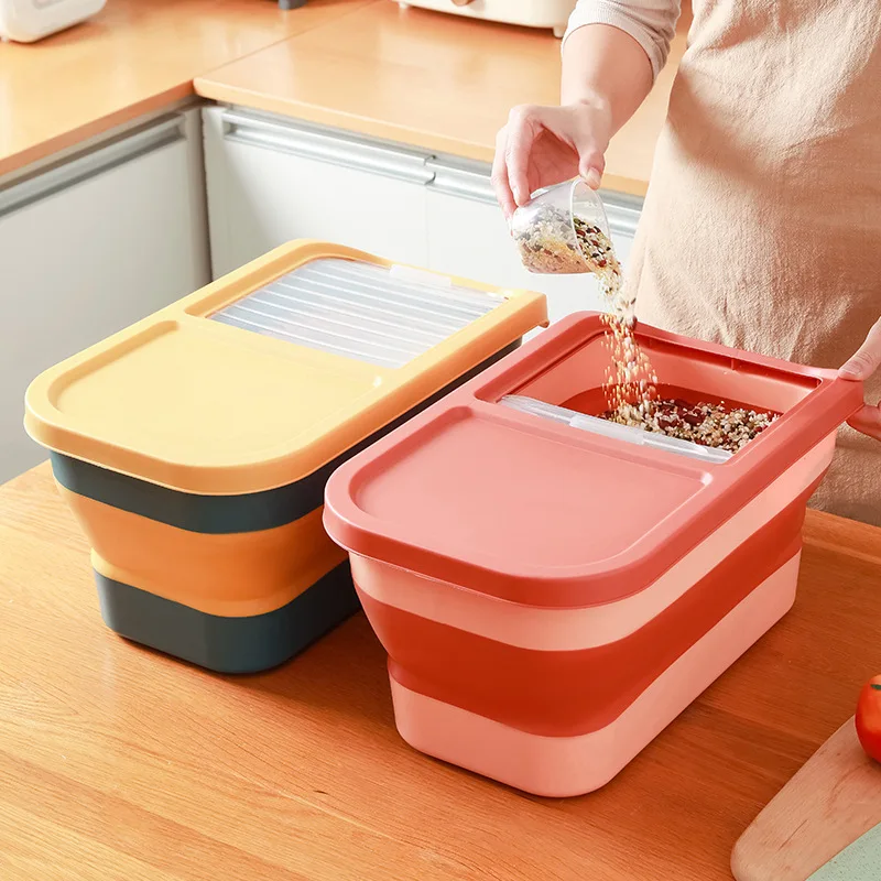 

Dog Food Storage Container Pet Food Container with Lids Airtight Cat Food Rice Storage Collapsible Containers Foldable Kitchen