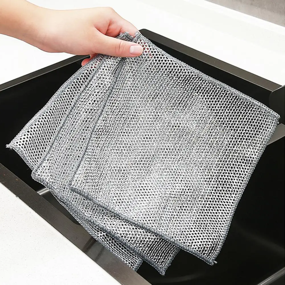 

Durable Pot Cloth Durable Wire Cloth for Home Kitchen Non-scratch Scrubbing Rags for Wet Dry Reusable Dishwashing Rag with Fine