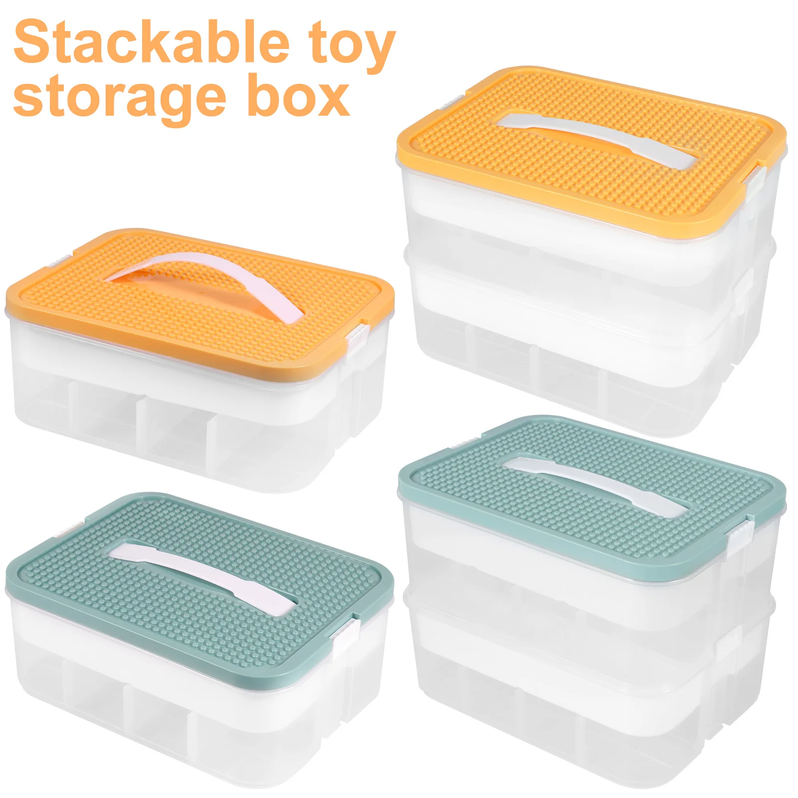 2 Layer Large Capacity Building Blocks Storage Boxes Building Blocks  Containers Stackable Toy Organizer Box Kids Toy Organizers - AliExpress