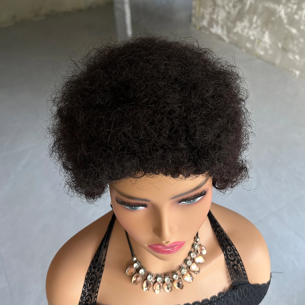 Cheap Short Afro Kinky Curly Wigs For Women Human Hair Brazilian Hair Human Hair Afro Wigs Full Machine Made Wig
