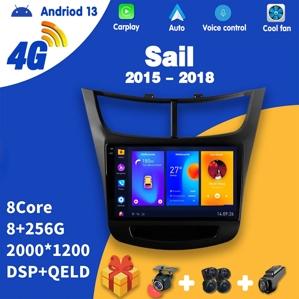 

Автомагнитола apple Carplay Android для Chevrolet Sail 2015-2018 мультимедийный видеоплеер сенсорный экран навигация GPS Авто Стерео DVD