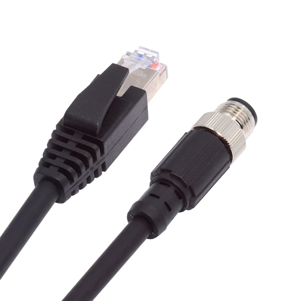 

M12 Тип D-кодированный 4-контактный штекер к RJ45 Cat5e Штекерный кабель Lan Ethernet сети промышленные применения IP67 патч-корд