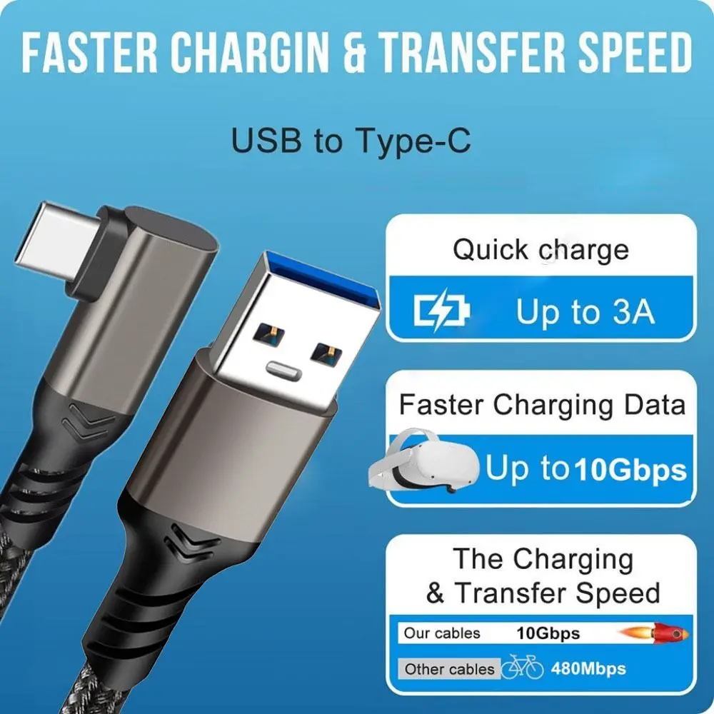 5 Meter Ultra-Fast 60W PD USB-C to USB-A 10Gbps Data Transfer Cable