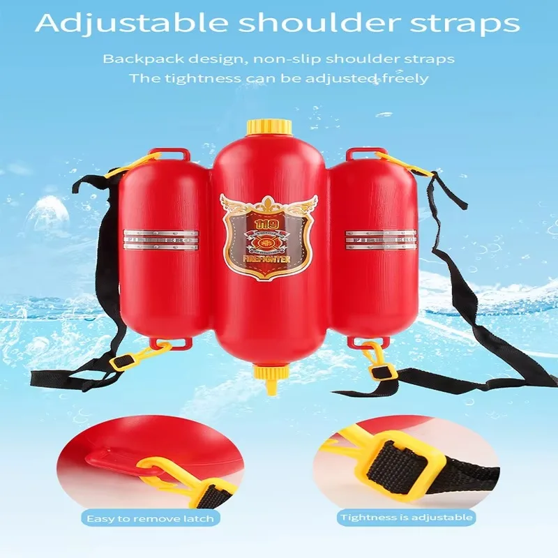 Fireman Role Play Pool Toys Fire Extinguisher Watergun Large Capacity Water Gun Fire Backpack Water Gun Firefighter Toy 5