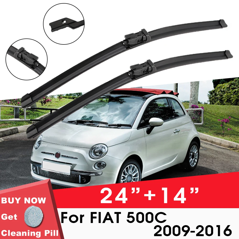 

Car Wiper Blade Front Window Windshield Rubber Silicon Gel Refill Wipers For Fiat 500C 2009-2016 24"+14" Car Accessories