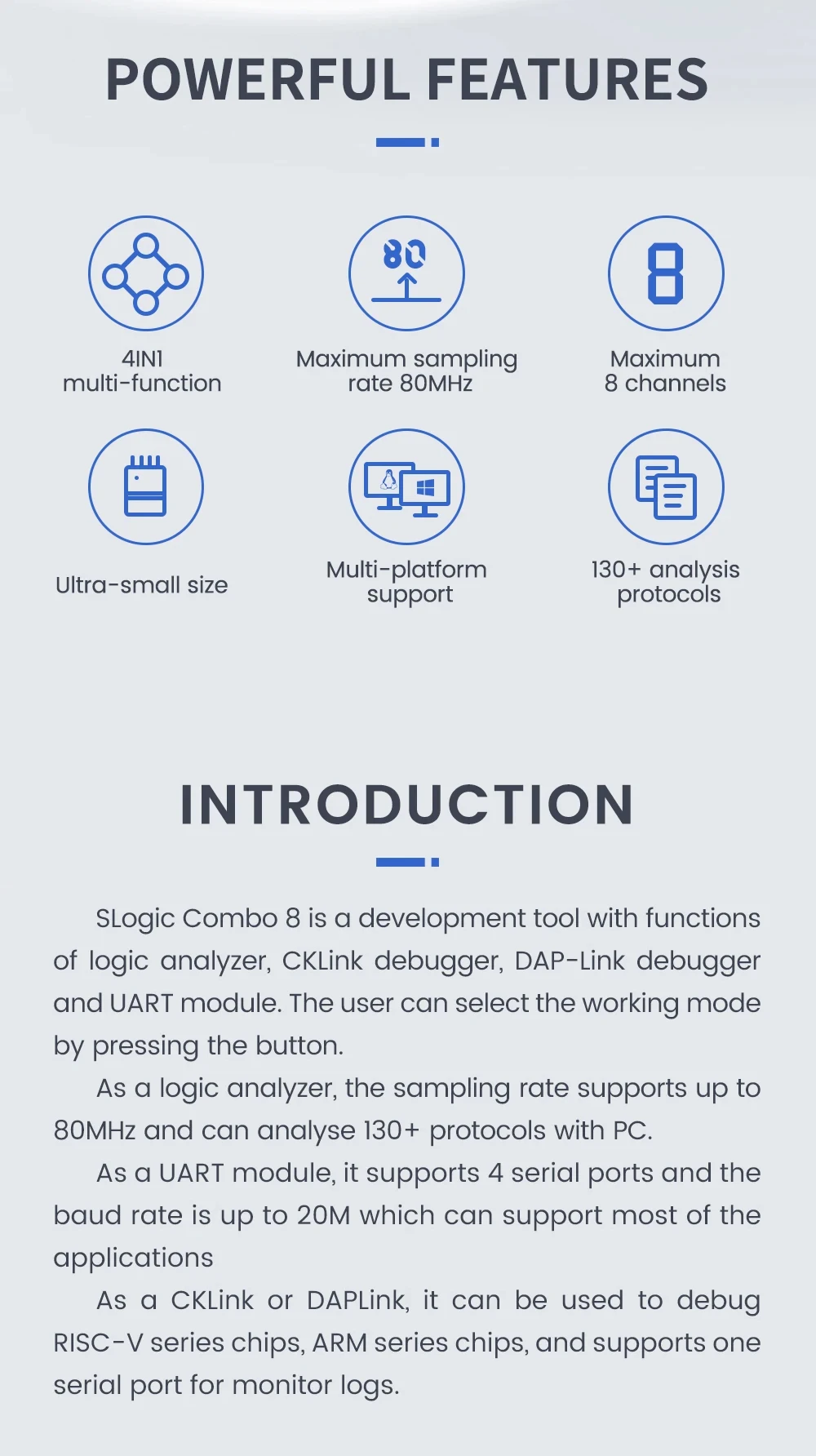 Sipeed SLogic Combo 8 SLogic Analyzer DAPLink CKLink Debugger Tool Debug Serial