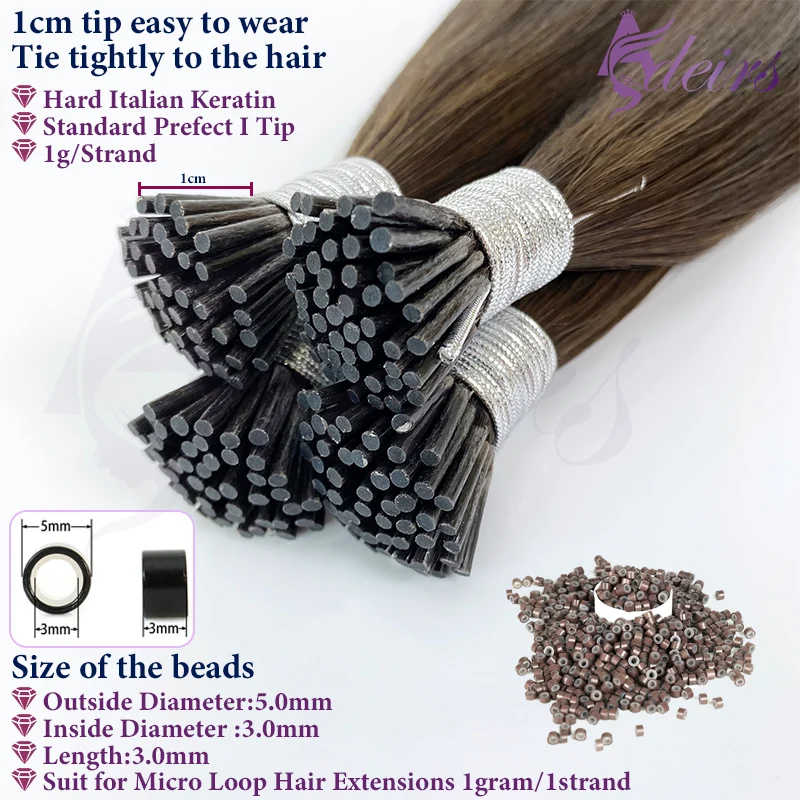 ADEIRS Virgin Hair I Tip Hair Extensions Natural Real Human Fusion Keratin Capsule Black Brown Blonde Straight