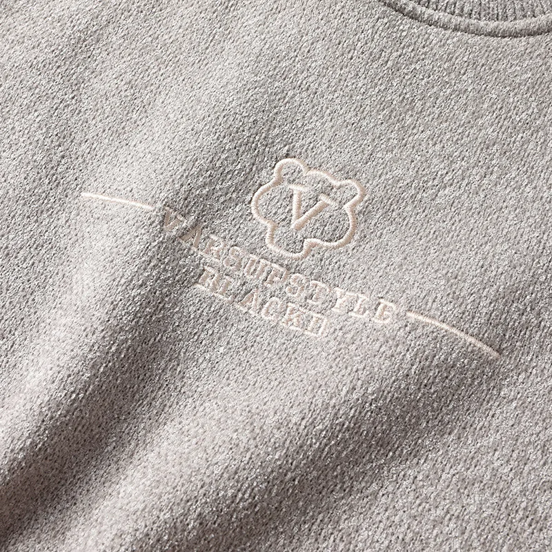 Round neck sweater, men's autumn and winter trendy brand long sleeved base shirt, casual lining with woolen clothes, plush knit