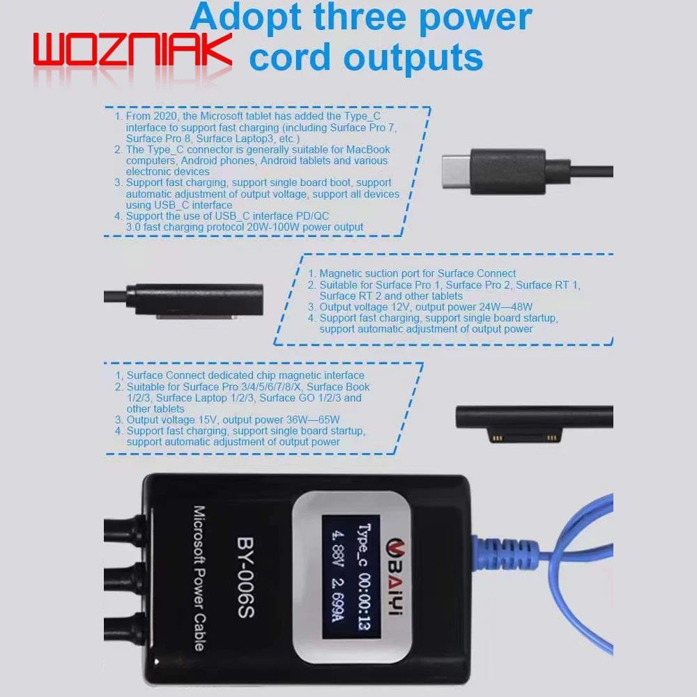 auto body dent pullers By-006s Microsoft power cord Quickly confirm the fault point of the main board and detect the cable for SURFACE Tablet Series car trim removal tool